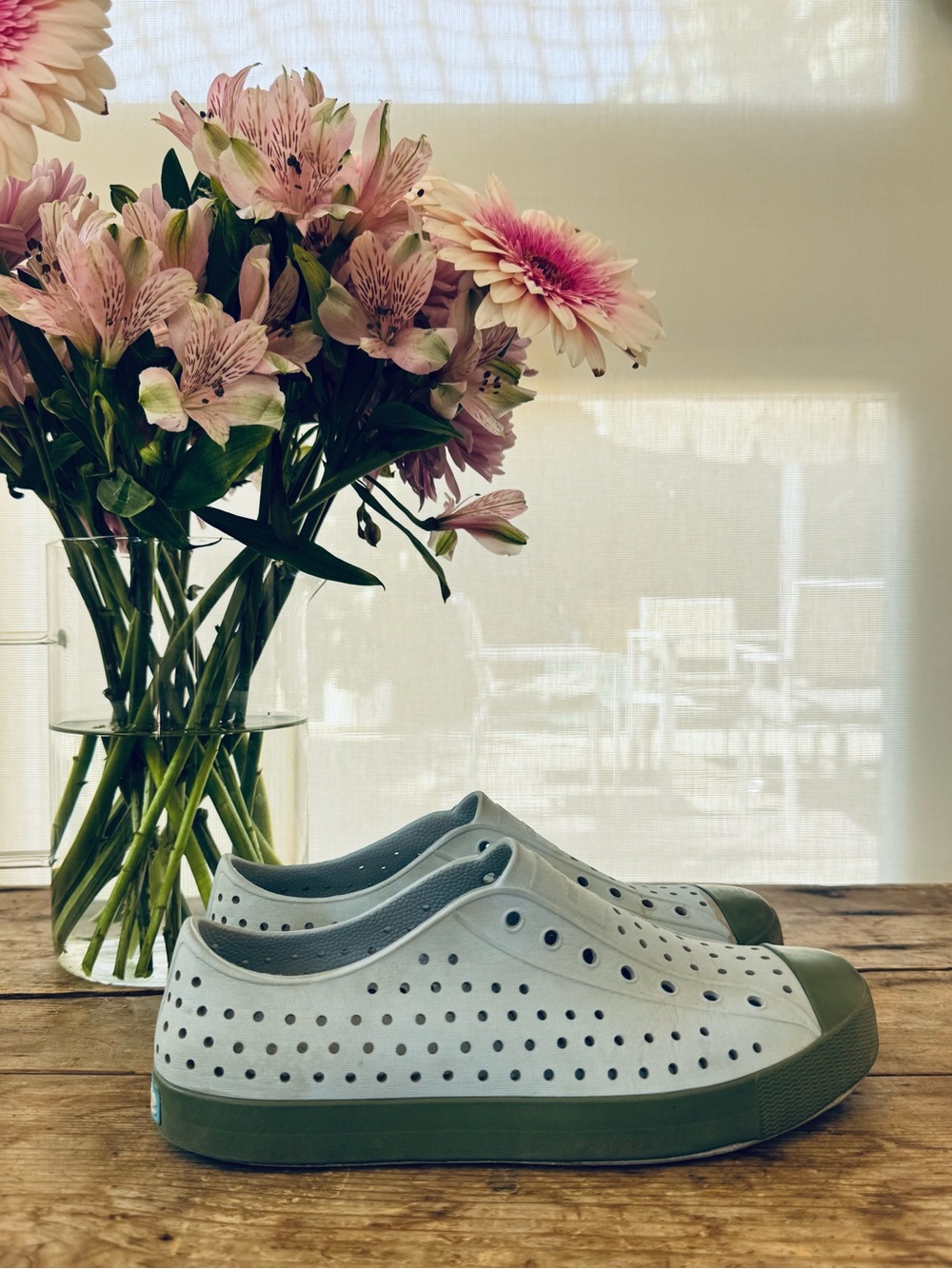 Native Kids Slip-On Sneakers in Sky Blue and Olive Green